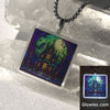 Stained Glass Haunted House Glow Art Necklace