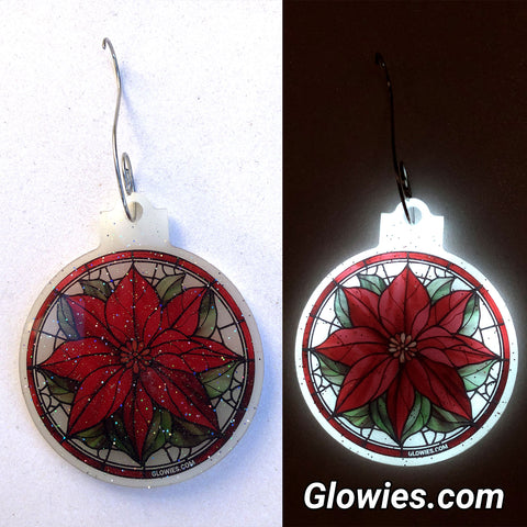 Poinsettia Flower Glow in the dark Ornament