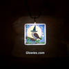 Owl with Witch Hat Glow Square Necklace