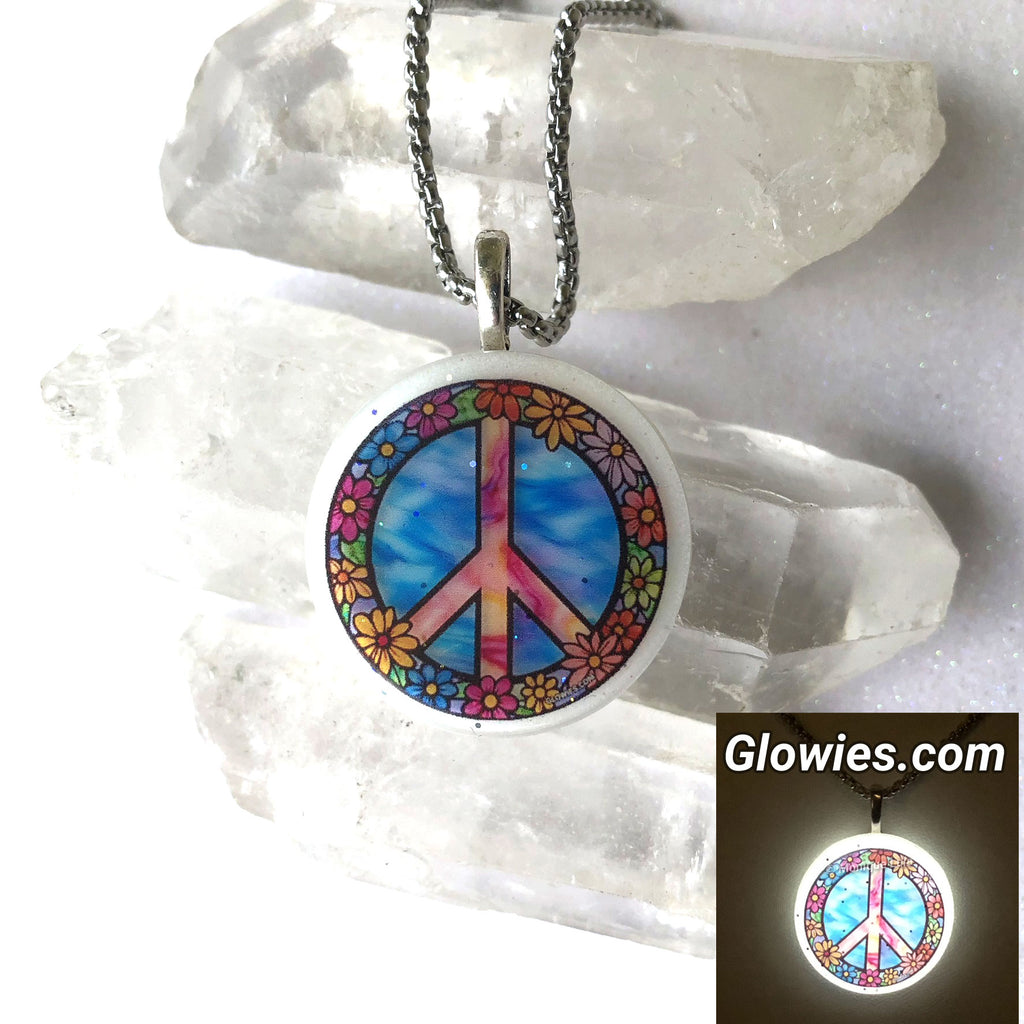 Peace Symbol Glow in the dark Necklace