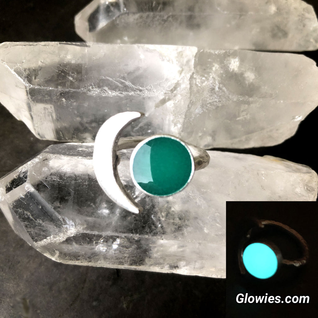 Two Moons Glow in the dark Adjustable Ring