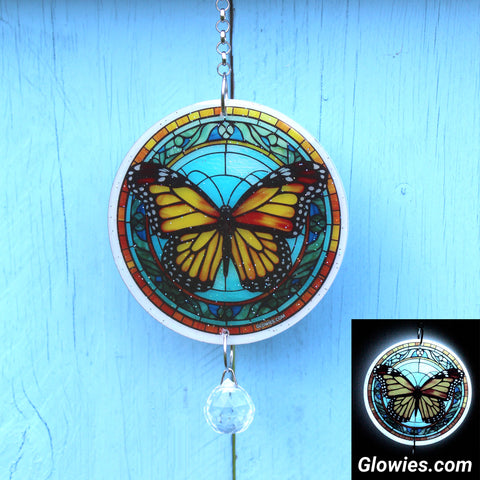 Monarch Butterfly Glow Suncatcher with Crystal