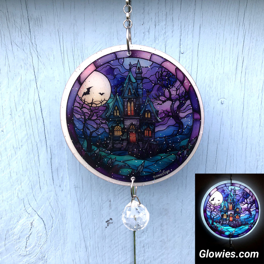 Haunted House Glow Sun Catcher with Crystal