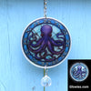 Purple Octopus Glow in the dark Suncatcher with Crystal