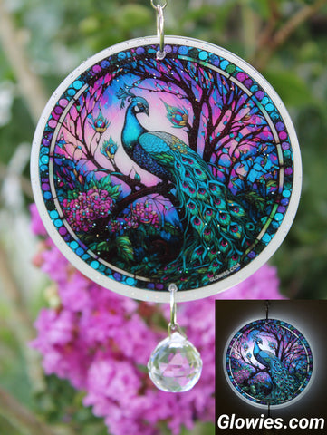 Peacock Glow Suncatcher with Crystal