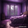 White Crescent Moon Purple Rain Drop Glow Suncatcher