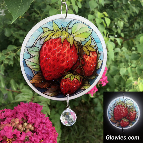 Strawberry Glow Sun Catcher with Crystal