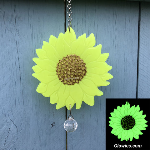 Sunflower Shape Glow in the dark Sun Catcher with Crystal