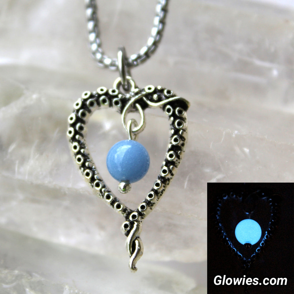 Tentacle Heart Glow in the dark Necklace