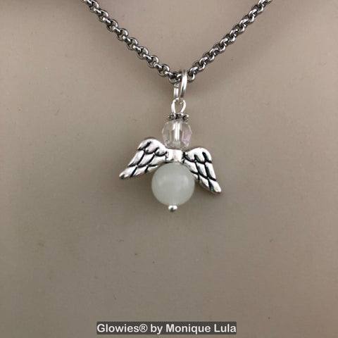 Birthstone Crystal Angel Glow in the Dark Necklace