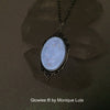 Open Back Vintage Silver 1" Oval Glow Necklace