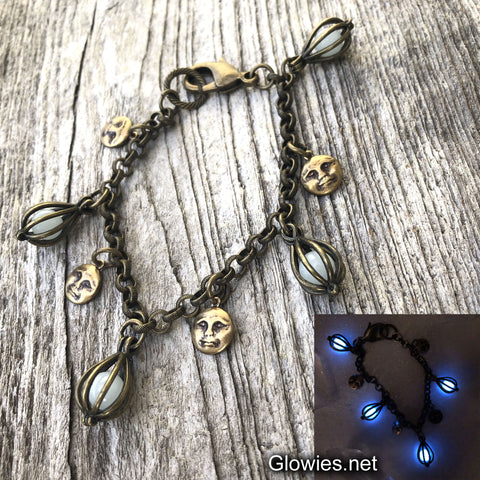 '90s Celestial Vintage Full Moons Orbs Glowie Charm Bracelet