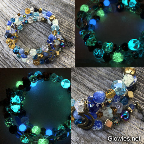 '90s Celestial Wire Wrap Glow Glass Bracelet