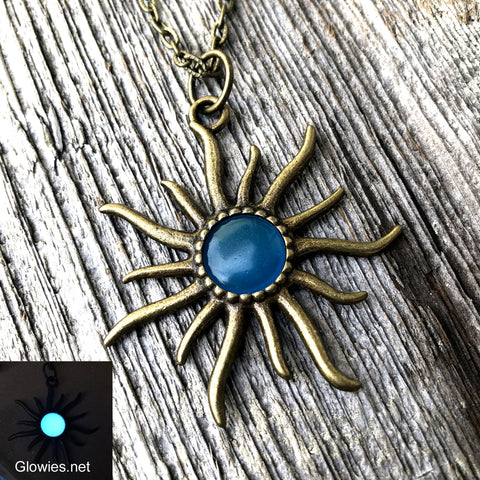 '90s Celestial Moon Sun Glow Stone Necklace