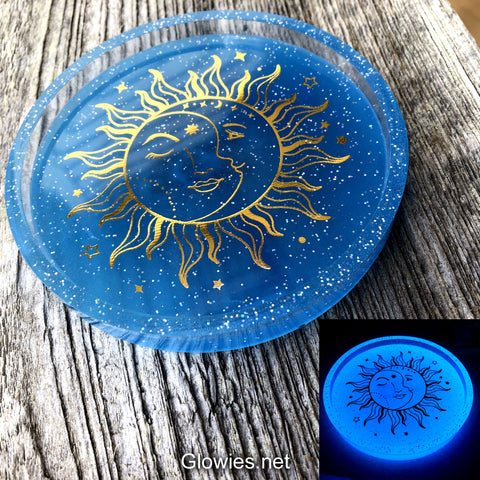 '90s Celestial Vintage Moon & Sun Glow in the dark Trinket Dish Tray Decor