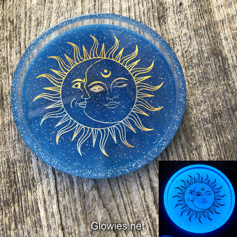 '90s Celestial Vintage Moon Goddess & Sun Glow in the dark Trinket Dish Tray Decor