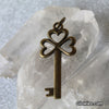 Shamrock Heart Key Charm Clover Antiqued Bronze