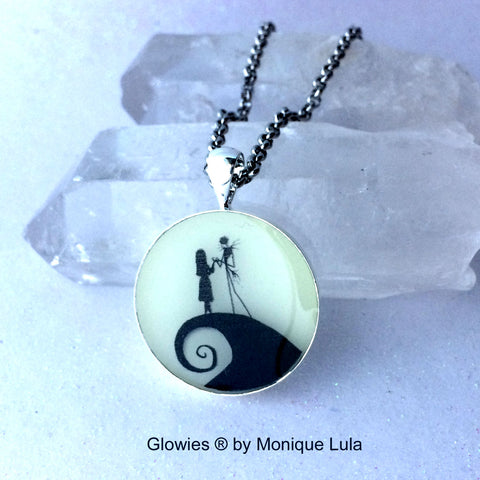Jack and Sally Glow in the dark Necklace