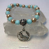 Howling Wolf with Feather Glow Glass Beaded Bracelet