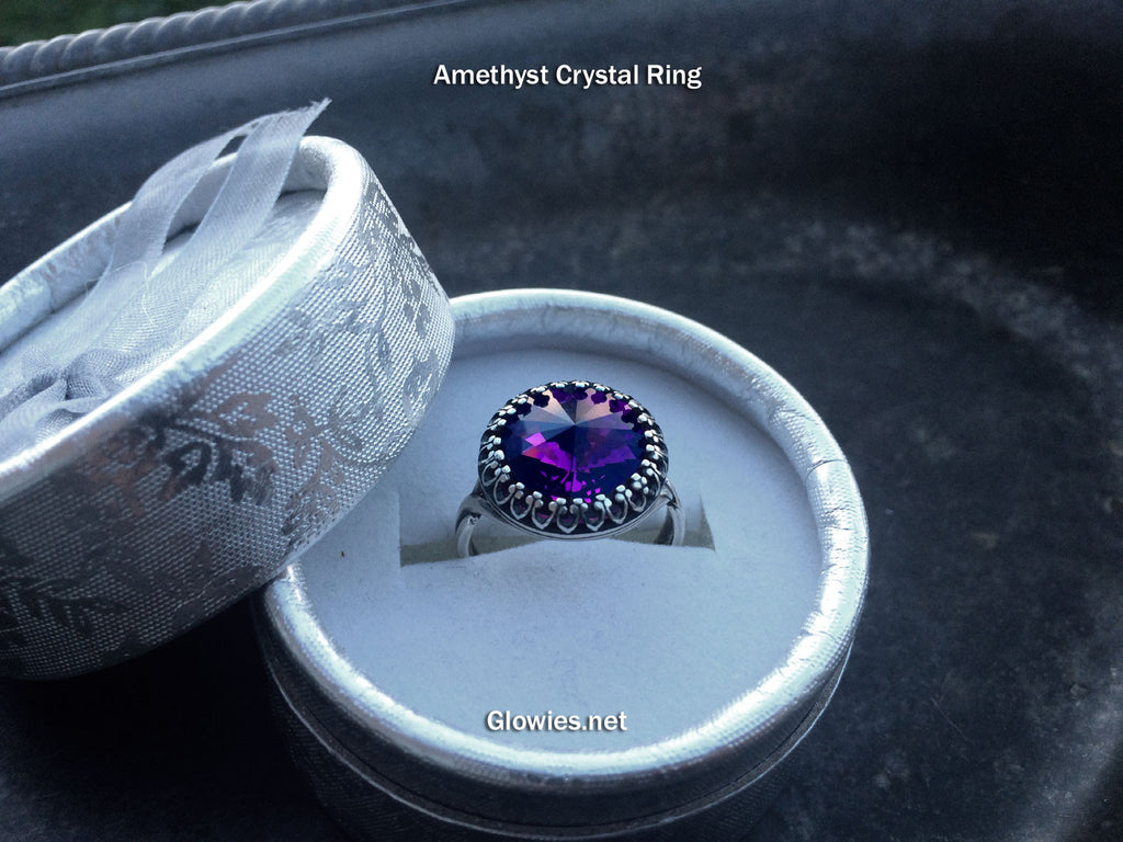 925 Sterling Silver Modern Floral Design Amethyst Ring for Women – BIBELOT