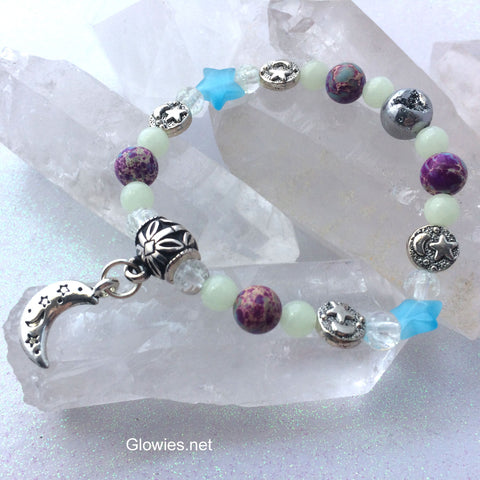 Aurora Borealis Glow Glass Beaded Bracelet