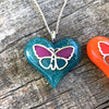 Silver Butterfly Glow Wings Inside Lula Heart Necklace