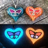 Silver Butterfly Glow Wings Inside Lula Heart Necklace