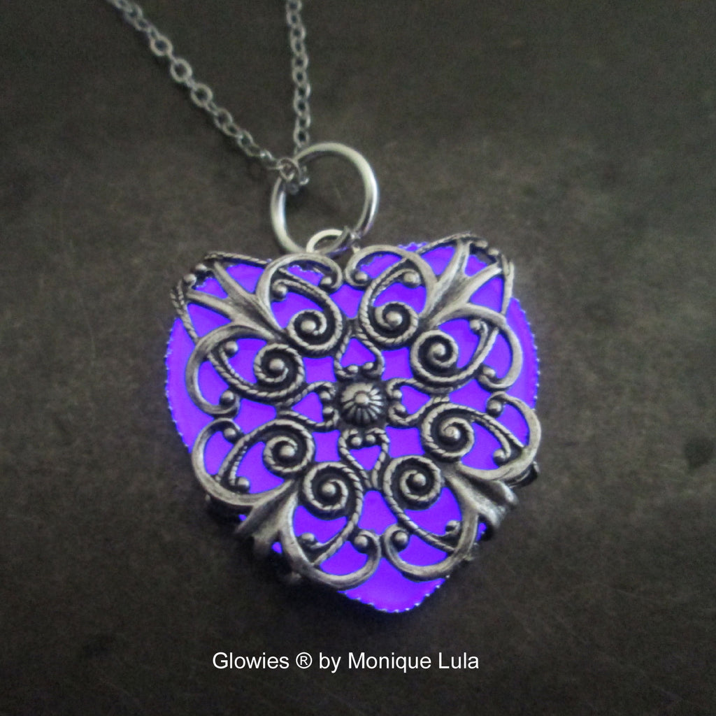 Frozen Butterfly Glowing Heart Necklace