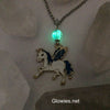 Blue Wing Enamel Unicorn Galaxy Glow Necklace
