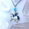 Blue Wing Enamel Unicorn Galaxy Glow Necklace