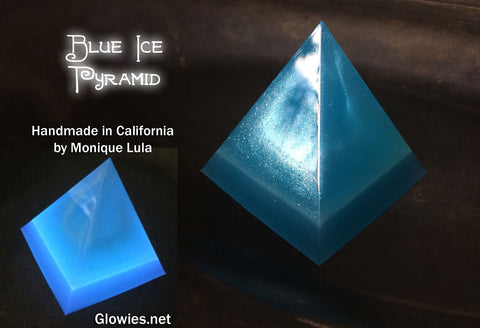 Handmade Blue Ice Glow Pyramid