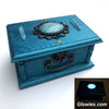 Blue Metallic Trinket Box with glow stone and crystals