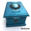 Blue Metallic Trinket Box with glow stone and crystals