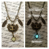 Owl Orb Glow Locket Pendant Bronze