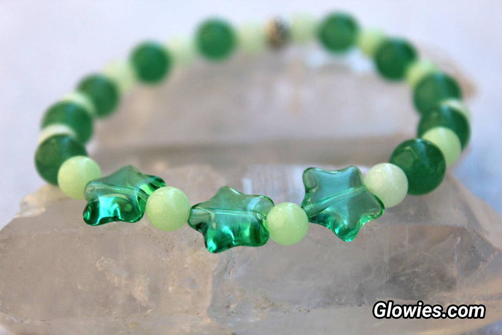 Green Aventurine Stars Beaded Glowie Bracelet