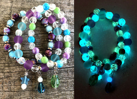 3 Stack of Glow Glass Bracelets - Set #1