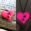 Kitty Cat Heart glow in the dark Necklace