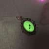Black Cat Victorian Glow Glass Oval Necklace