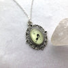 Black Cat Victorian Glow Glass Oval Necklace