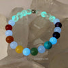 Chakra Rainbow Beaded Glow Glass Stretch Bracelet