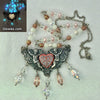 Victorian Cherubs Pink Crystal Long Glowie Necklace