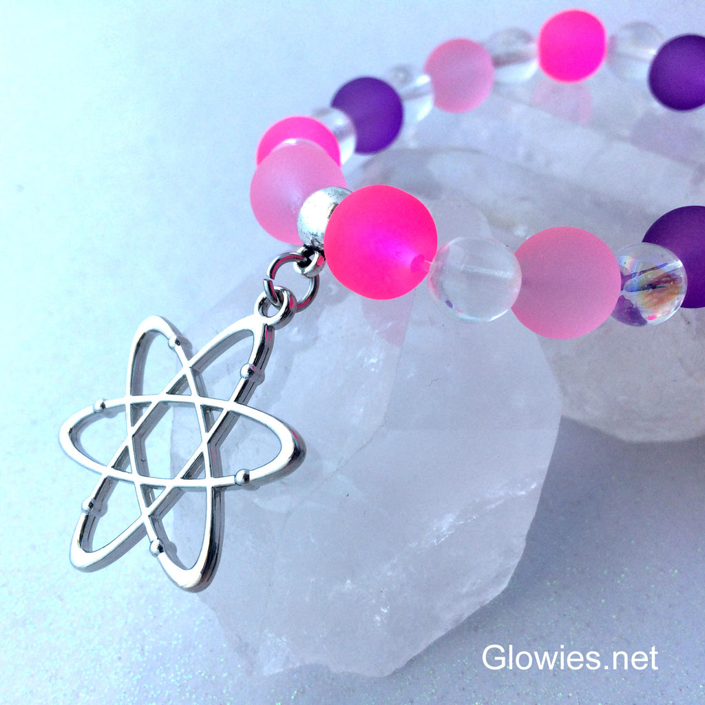 Cosmic Atomic Glow Glass Beaded Bracelet