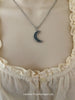 Crescent Moon Cremation Memorial Ashes Urn Glowing Stainless Steel Necklace