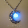Vintage Crescent Moon Glowing Orb Necklace