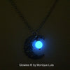 Vintage Crescent Moon Glowing Orb Necklace