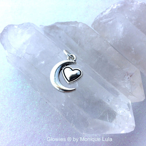 Crescent Moon with Heart Charm