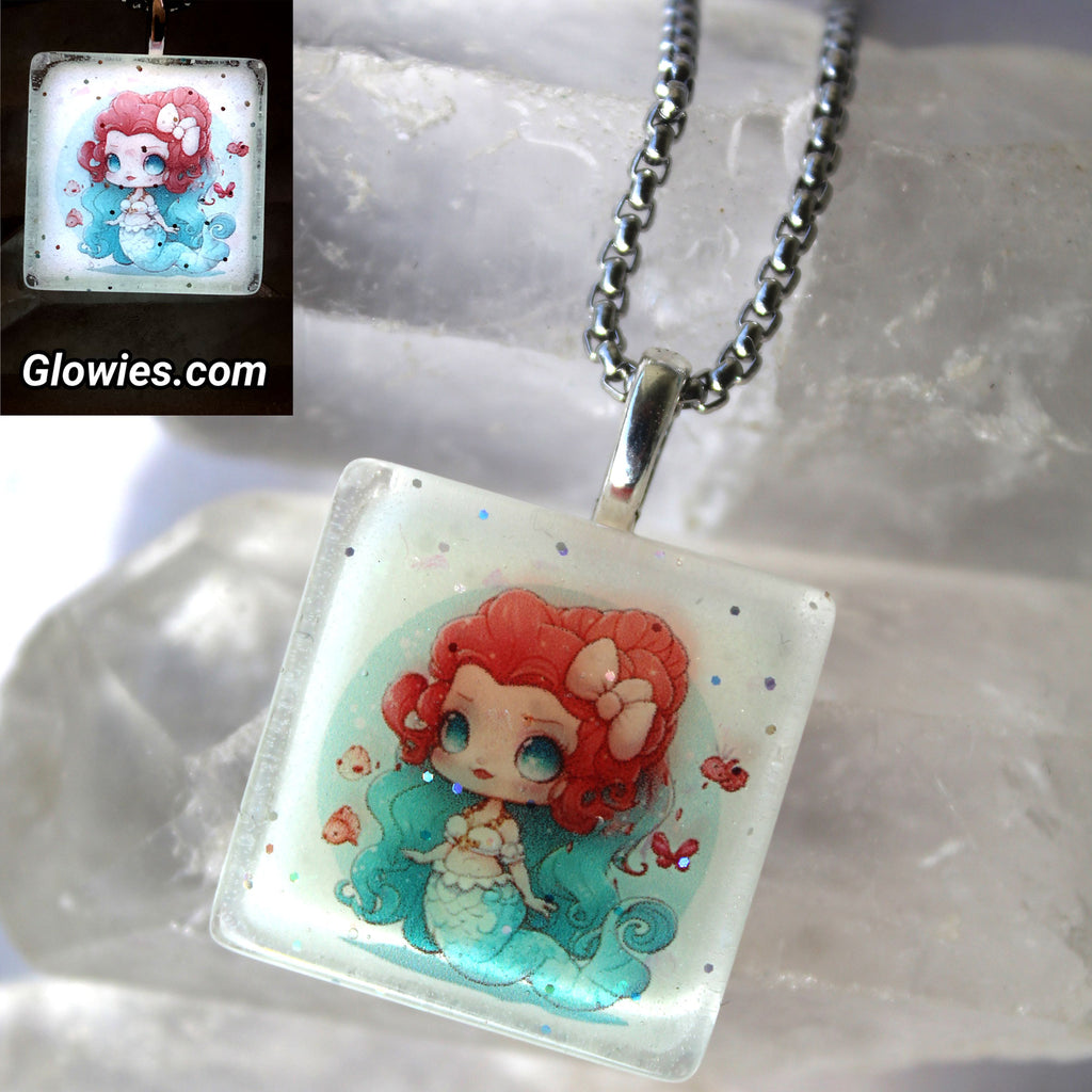 Cute Mermaid Square Glow Necklace