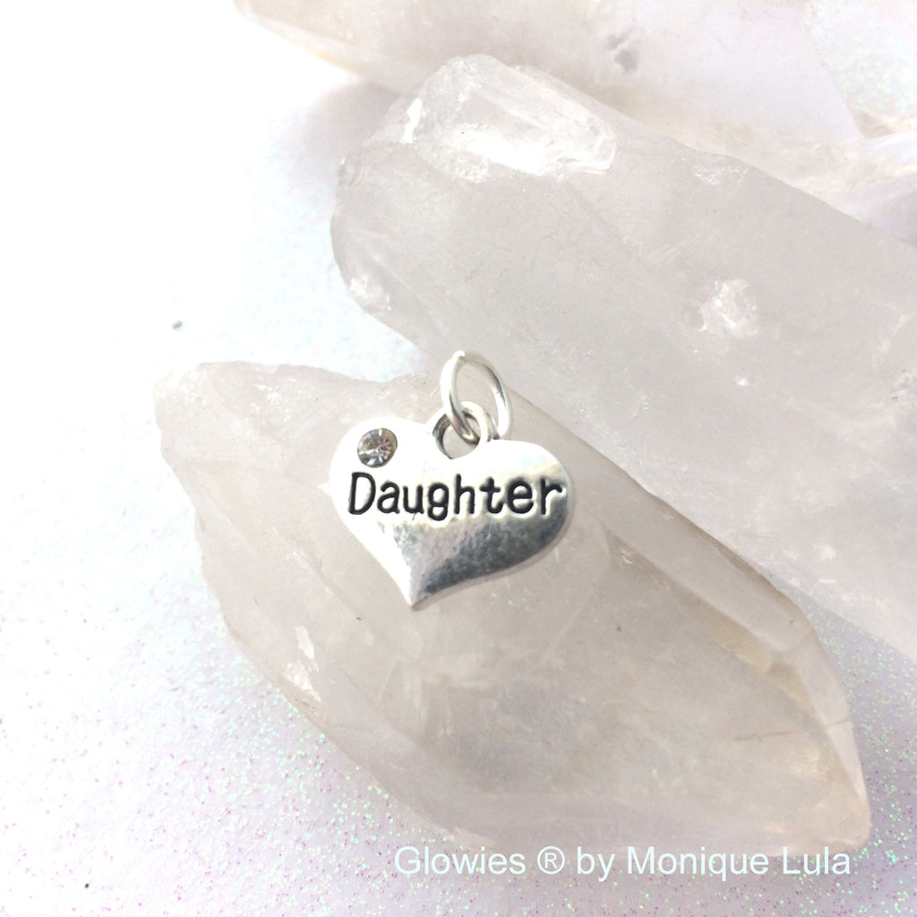 Daughter Heart with Crystal Charm