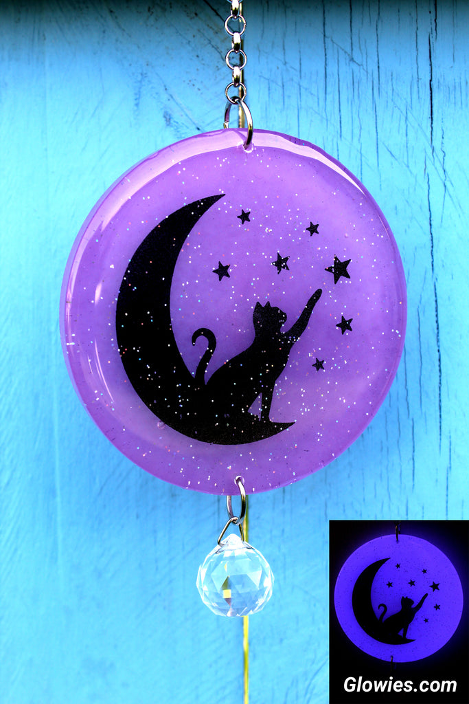 Glowies Glow Jewelry Art & Decor - Cat on the Moon Glow in the