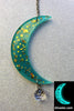 Slim Crescent Moon with Gold Metallic Stars & Suncatcher Crystal